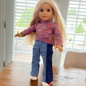 American Girl Doll, Bistro Table High Chair & Doll Clothes with Shoes